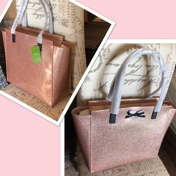 ✨KATE SPADE✨LAST 1! Rosegold Glitter Tote NEW! - Picture 3 of 8